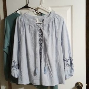 NWT knit sleepwear top long sleeve aqua slate with $8 gift!